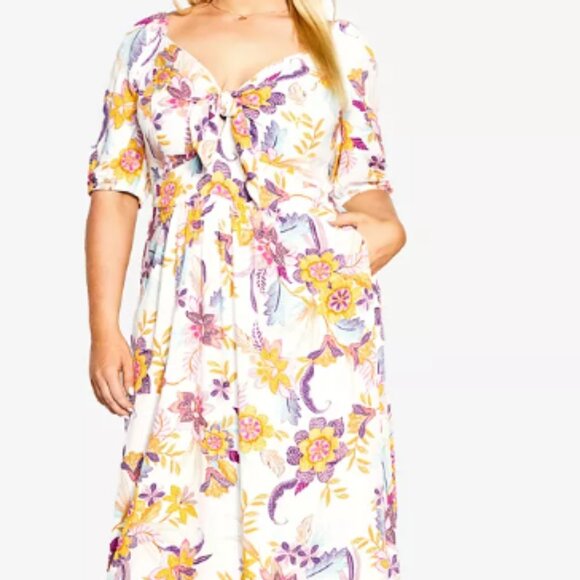 City Chic floral v-neck short sleeve dress 18w. EUC - Picture 1 of 11